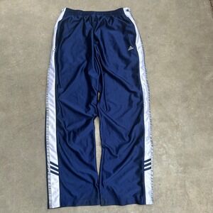 Adidas Vintage Breakaway Track Pants Navy Blue White Snap Buttons Mens XL